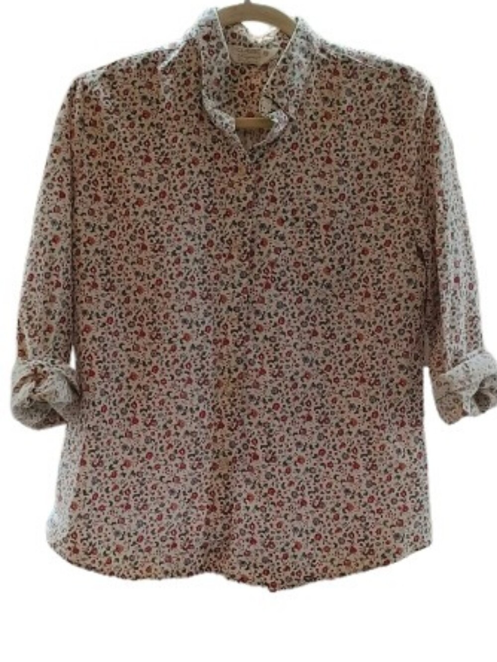 Vintage Classic Elegance Floral Button-Down Blouse Large